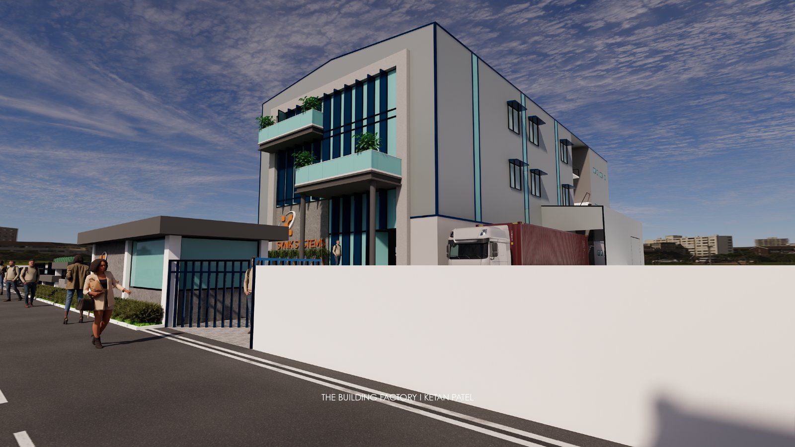 SYNK Systems Facility 3D Render - Exterior View